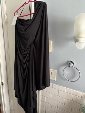 Mac Duggal Black Draped High-Low Skirt